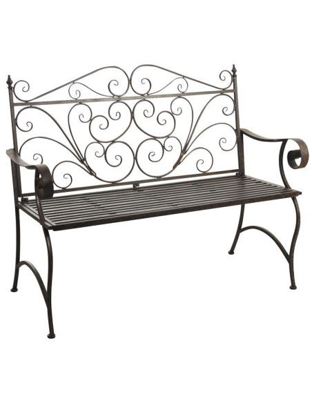 Banc de jardin en métal oxydé style vieilli