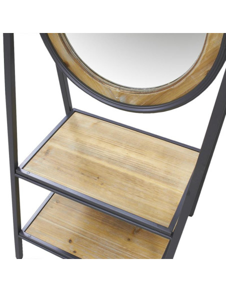 Miroir psyché en bois et métal avec étagères