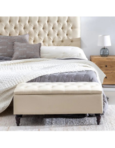 Banquette en lin capitonnée...