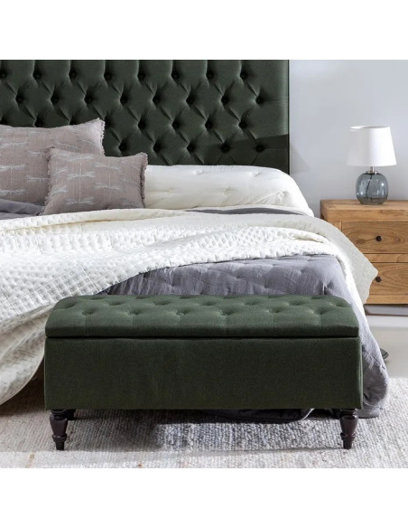 Banquette en lin capitonnée coffre