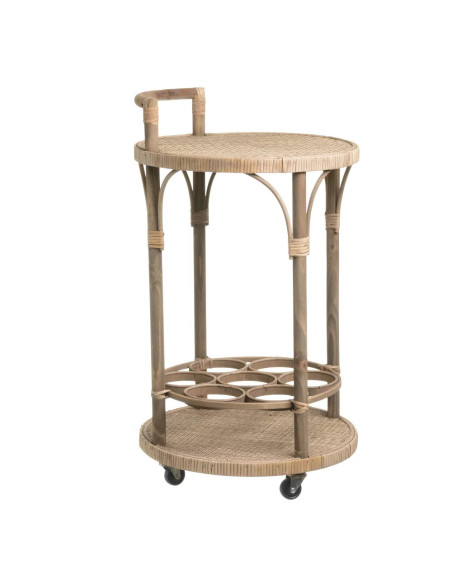 Desserte ronde en rotin naturel