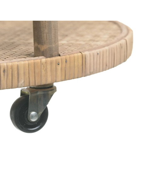 Desserte ronde en rotin naturel