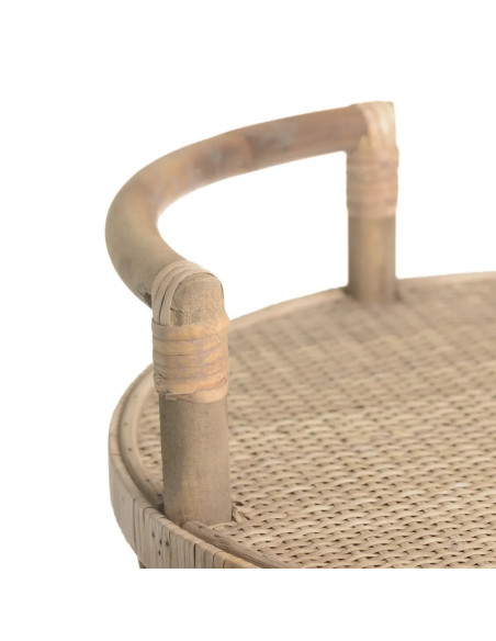 Desserte ronde en rotin naturel