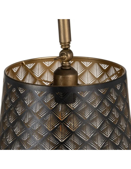 Lampe sur pied réglable avec abat jour en métal noir et or