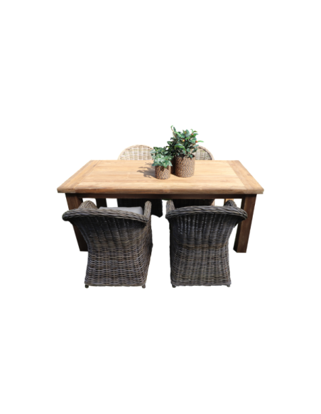 Table de jardin en teck rustique Napoli