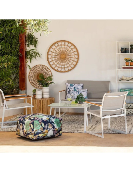 Ensemble de jardin en aluminium et tissu gris clair