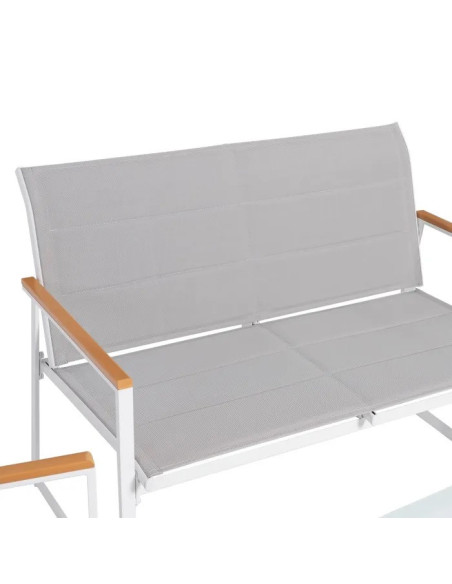 Ensemble de jardin en aluminium et tissu gris clair