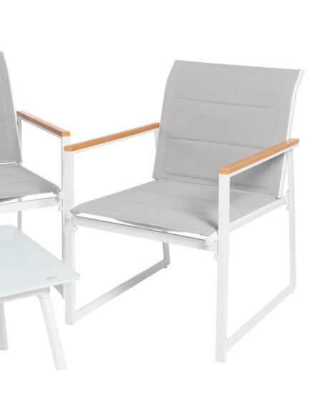 Ensemble de jardin en aluminium et tissu gris clair