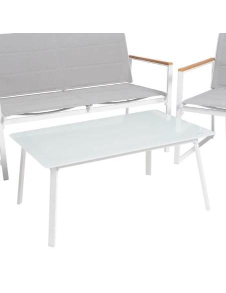 Ensemble de jardin en aluminium et tissu gris clair