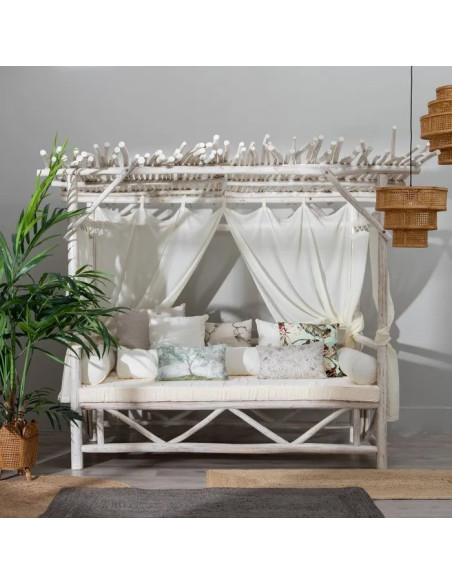 Lit à baldaquin en teck Akar