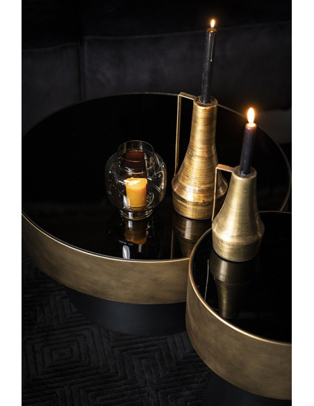 Table d'appoint Design en métal noir et doré Bunga