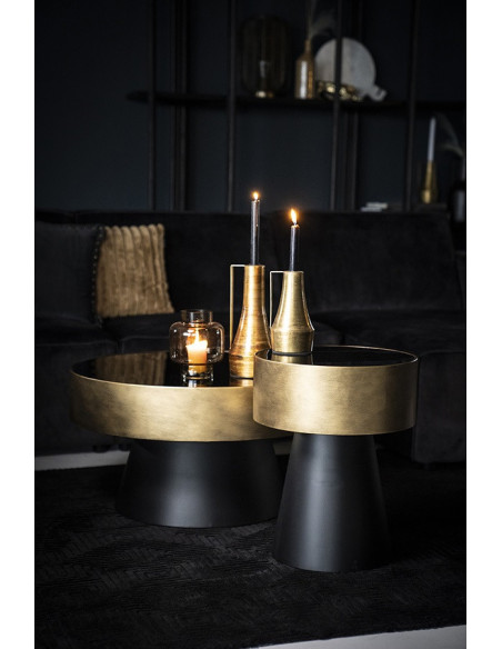 Table d'appoint Design en métal noir et doré Bunga