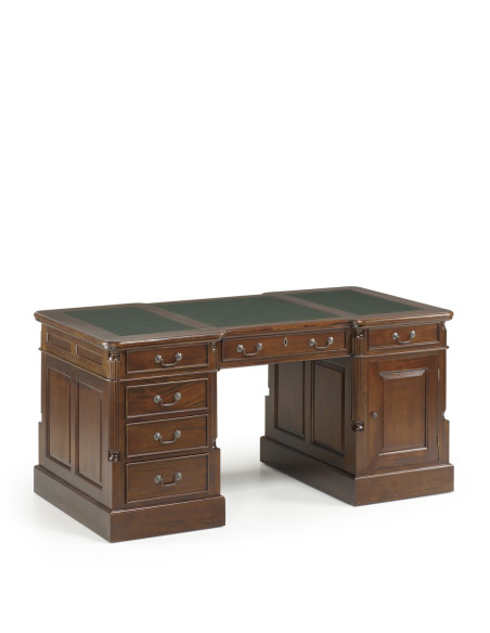 Bureau de ministre vintage en bois d'acajou