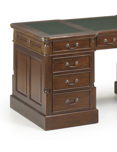 Bureau de ministre vintage en bois d'acajou