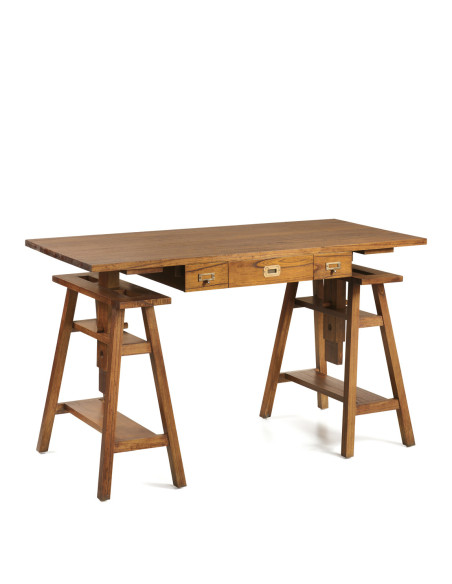 Bureau sur tréteaux en bois de mindi