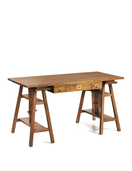 Bureau sur tréteaux en bois de mindi