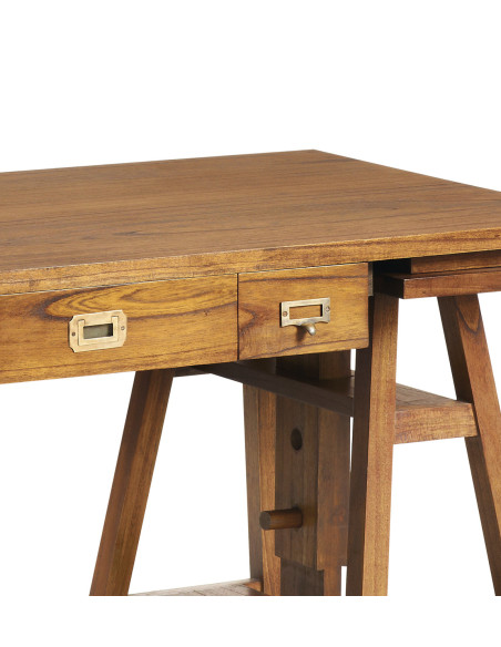 Bureau sur tréteaux en bois de mindi