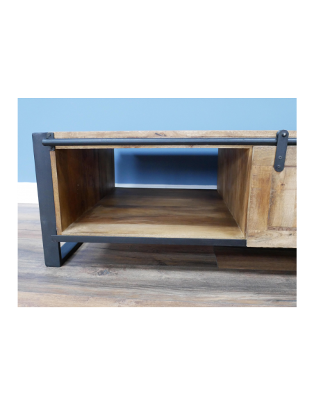 Table basse industrielle en bois de manguier