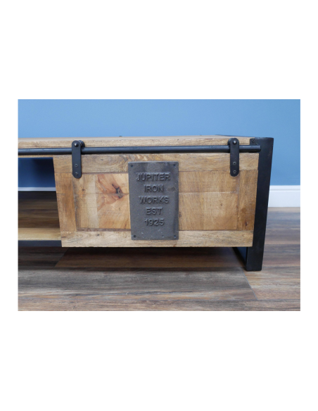 Table basse industrielle en bois de manguier