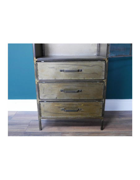 Vitrine arrondie métallique effet vieilli