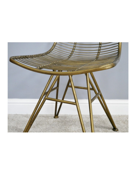 Chaise dorée en métal style Indus