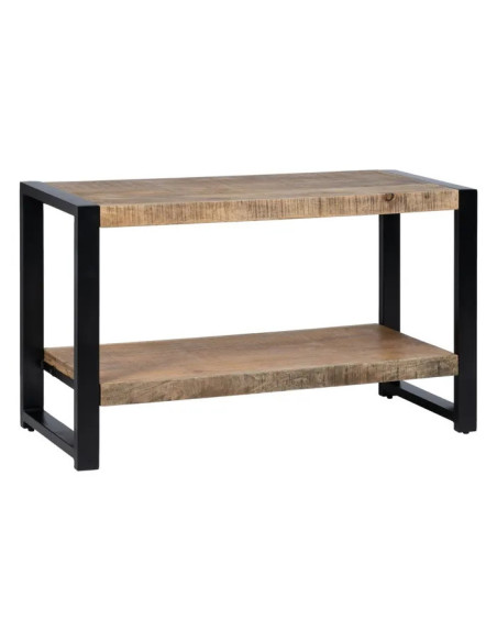 Console bois de manguier et métal deux étagères