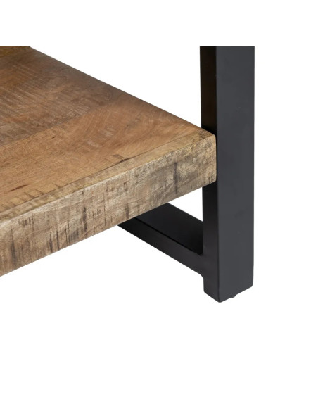 Console bois de manguier et métal deux étagères