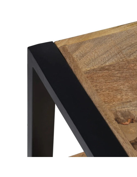 Meuble d'appoint en bois massif de manguier et métal avec tiroirs