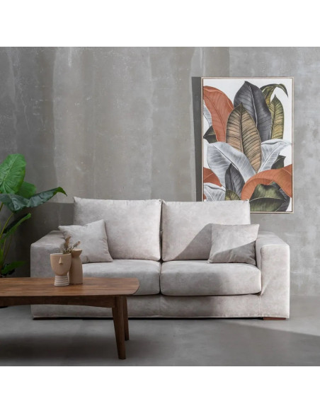 Canapé moderne en tissu beige déhoussable