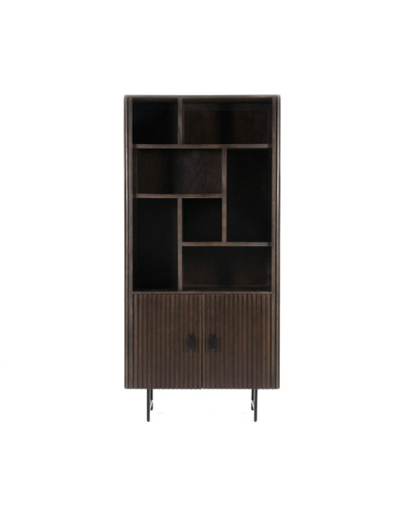 Bibliothèque en manguier et métal 2 portes Rémi