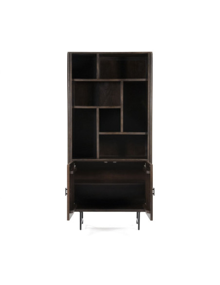 Bibliothèque en manguier et métal 2 portes Rémi