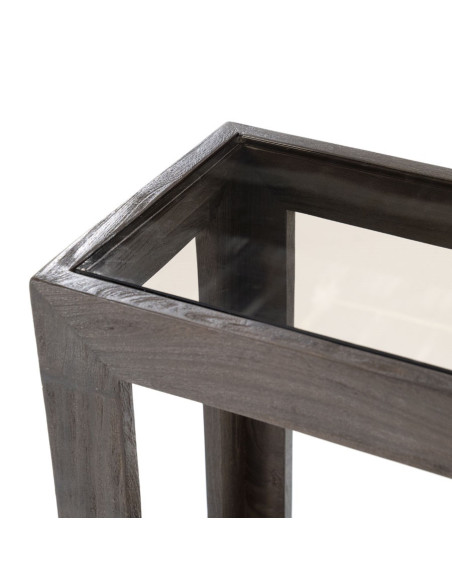 Console rectangle en manguier et verre Liam