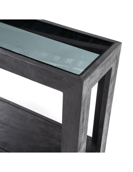 Console rectangle en manguier et verre Liam
