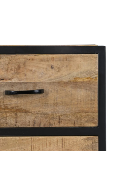 Meuble de rangement en manguier et métal 2 portes et 3 tiroirs