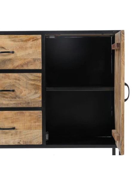 Buffet indus en manguier et métal noir Mara