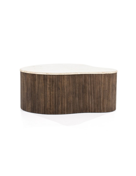 Table basse en manguier et travertin Mari