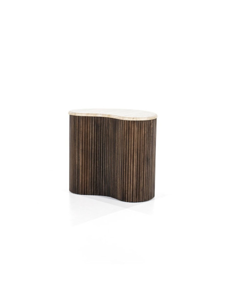 Table basse en manguier et travertin Mari