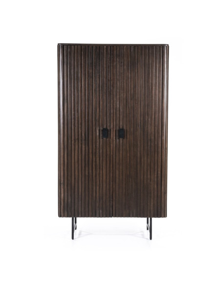 Armoire haute en manguier deux portes marron Rémi