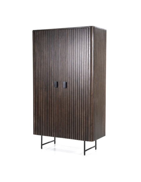Armoire haute en manguier deux portes marron Rémi