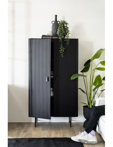 Armoire haute en manguier deux portes marron Rémi