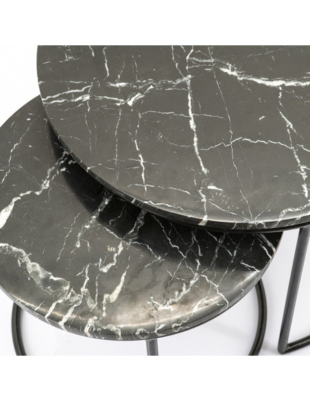 Set de 2 tables basses gigognes en marbre Romeo