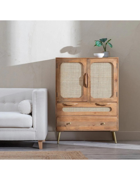Armoire en manguier et rotin Tari