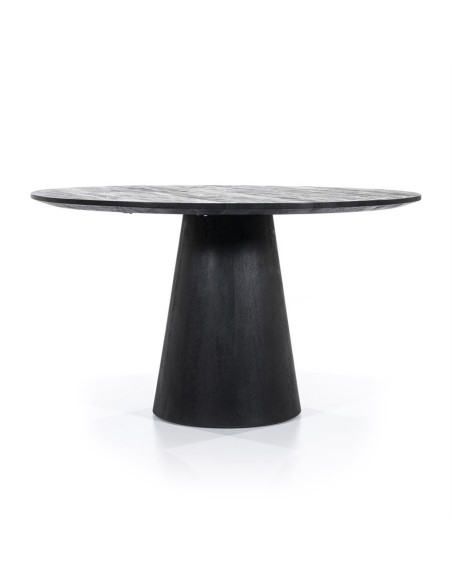 Table à manger ronde ARON en bois de manguier – Ø 130 cm – Noir ou Marron