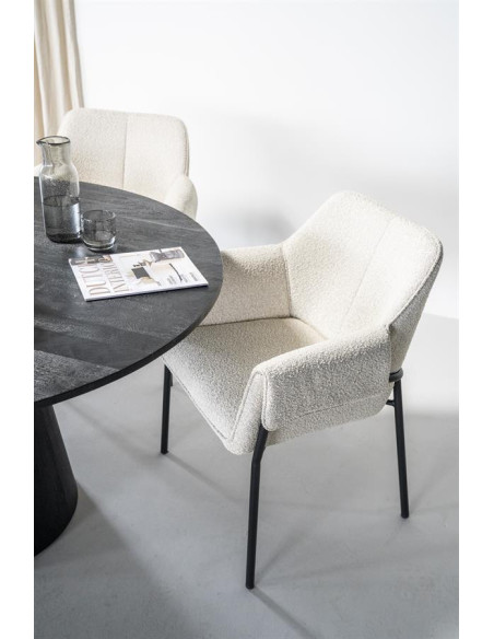 Table à manger ronde ARON en bois de manguier – Ø 130 cm – Noir ou Marron