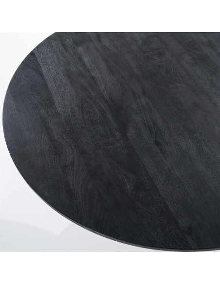Table à manger ronde ARON en bois de manguier – Ø 130 cm – Noir ou Marron
