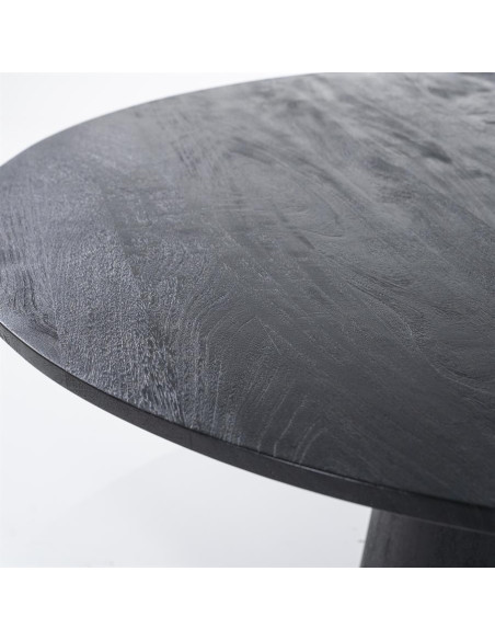 Table à manger ronde ARON en bois de manguier – Ø 130 cm – Noir ou Marron