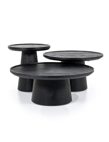 Table basse ronde en bois noir Ron