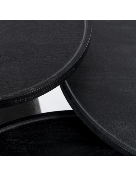 Table basse ronde en bois noir Ron
