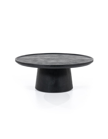 Table basse ronde en bois noir Ron