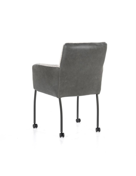 Fauteuil de repas avec dossier cuir sur roulettes Soof